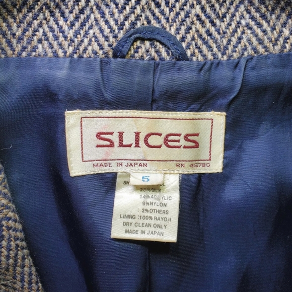 Slices Women's Blazer Made In Japan Size 5 (Wool/Silk) - Picture 5 of 6